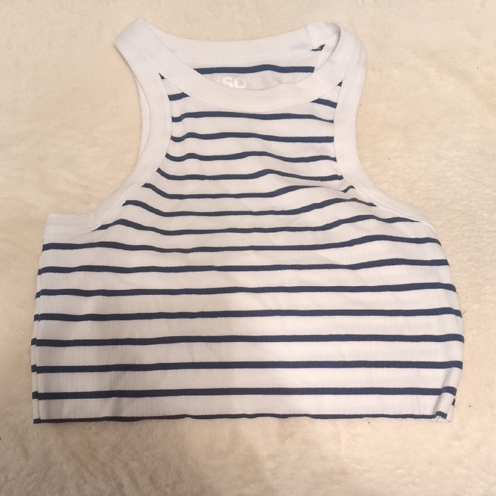 SO Navy and White Striped Top